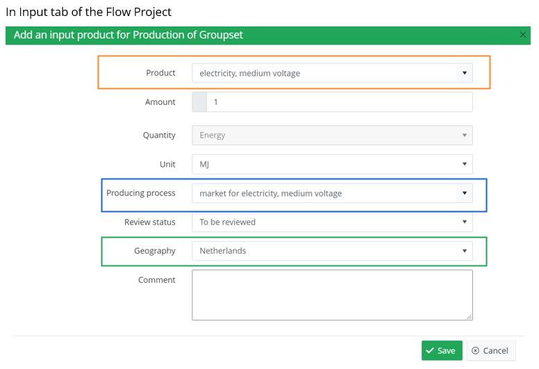 Flow Project Input Tab
